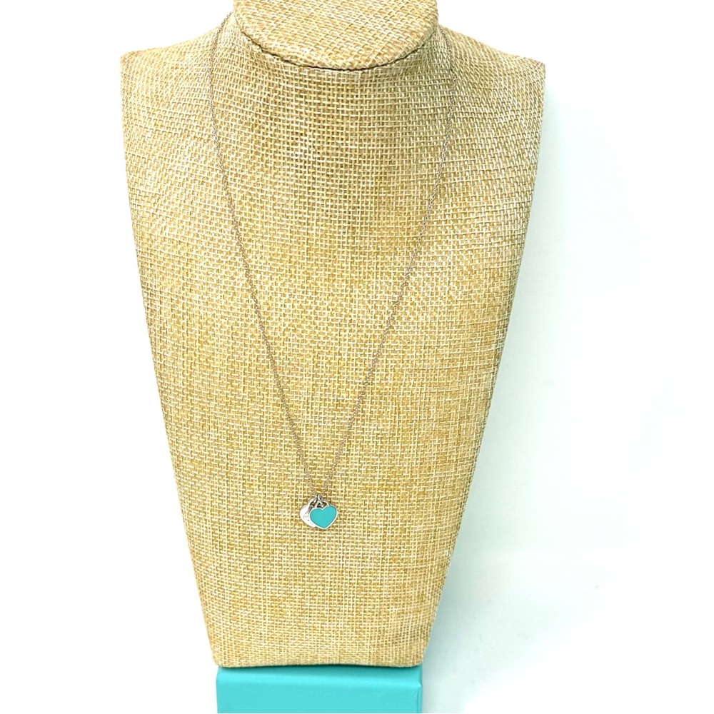 Authentic Tiffany & CO. Double Heart Sterling Silver 925 Necklace. - Picture 2 of 13